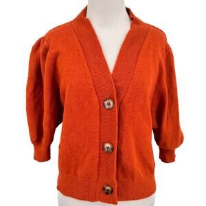 Callahan Knitwear Orange Button Cardigan Sweater Size XL